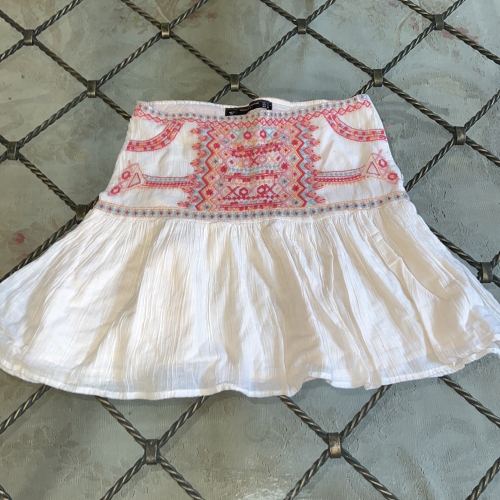 Zara one of a kind embroidered skirt